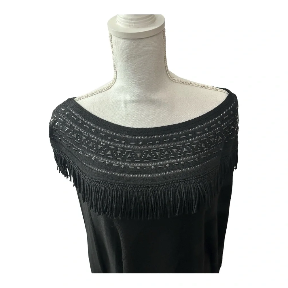 WHBM Beaded Tassel Poncho - Picture 3 of 9
